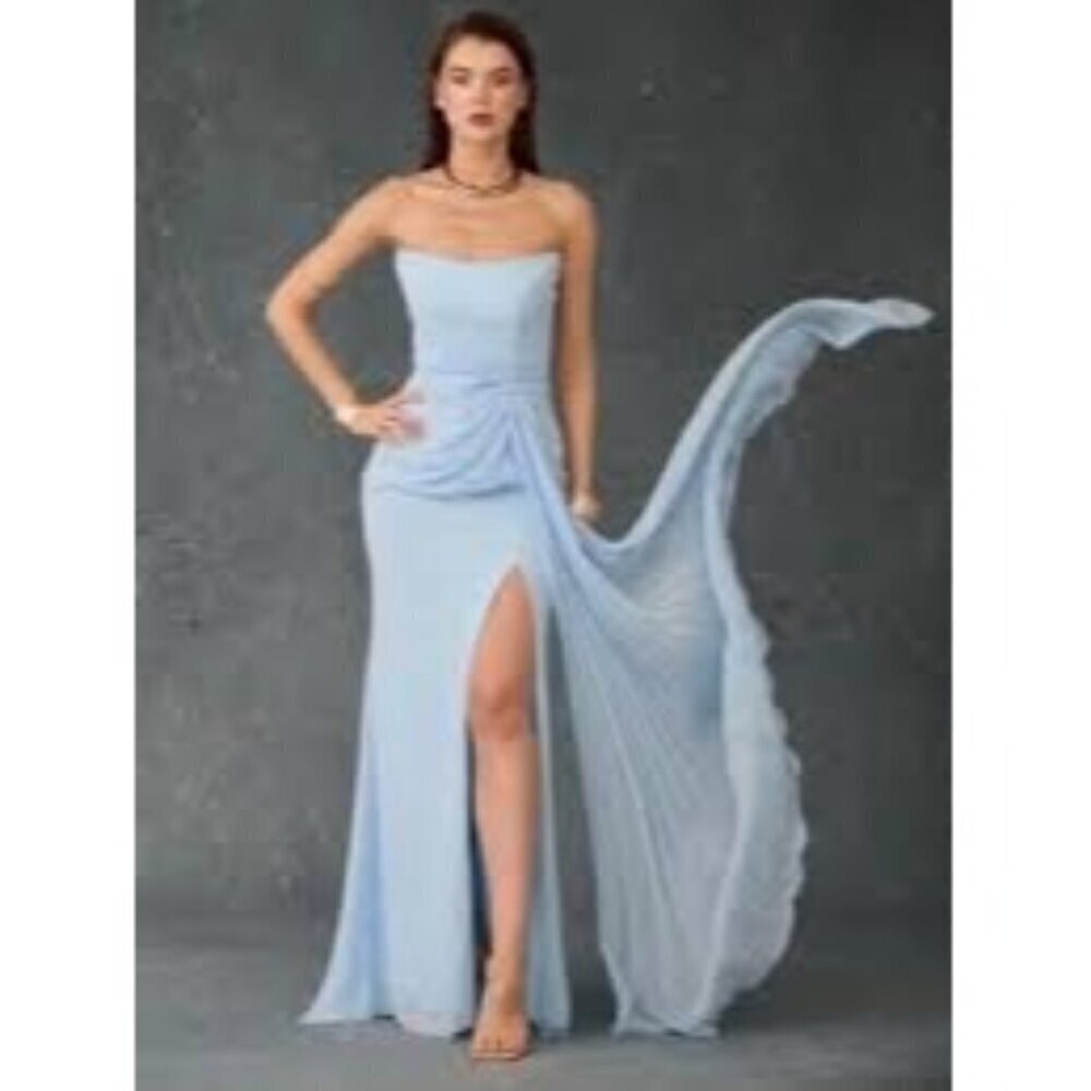 NWT Azazie Baby Blue Corset Sky LOng Gown Dress Women Size A4